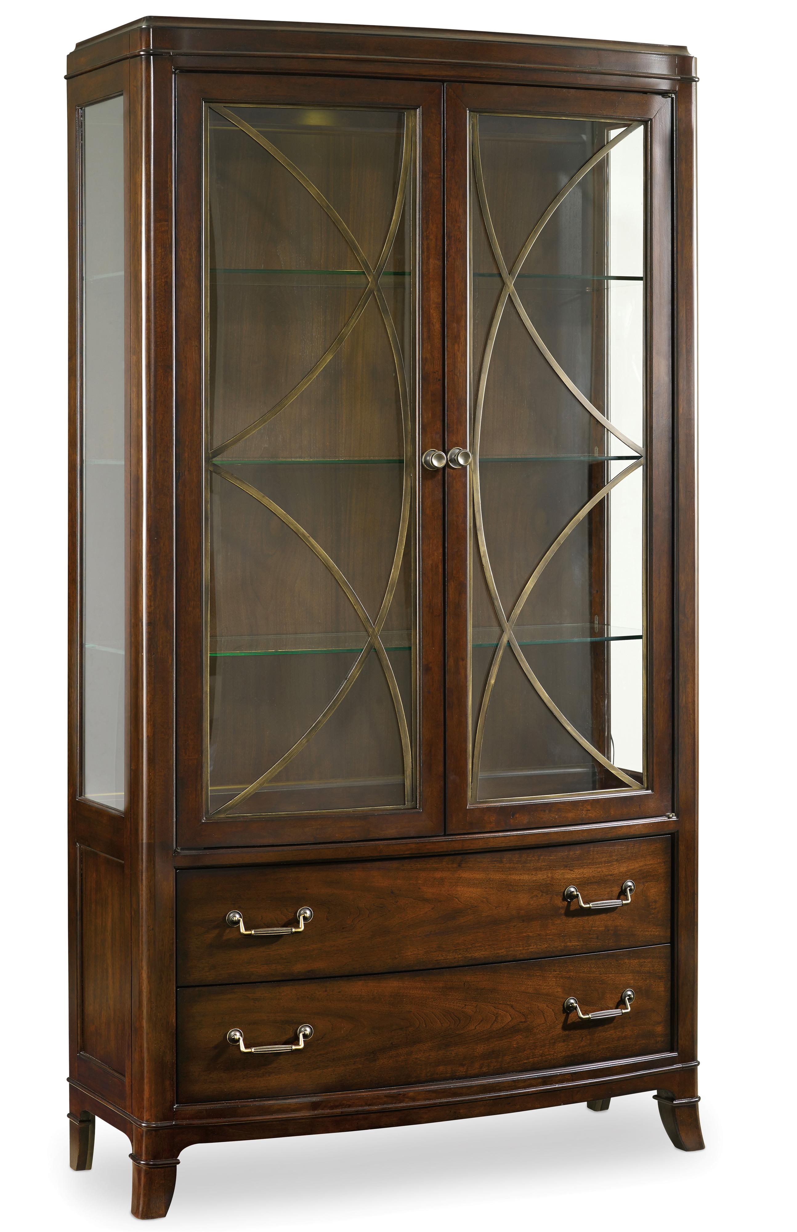 Hooker Furniture Palisade China Display Cabinet with 2 Drawers and ...
